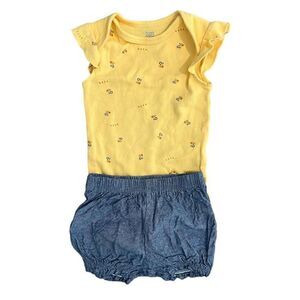 Carter’s Baby Just One You Printed One-Piece And Shorts Yellow & Blue Size 3M